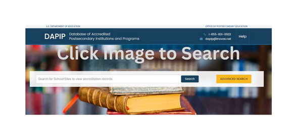 Link to database search of regionally-accredited institutions